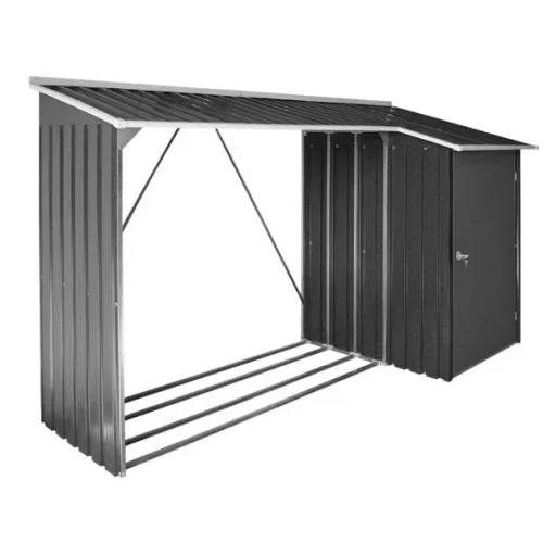 Firewood rack with storage cabinet anthracite