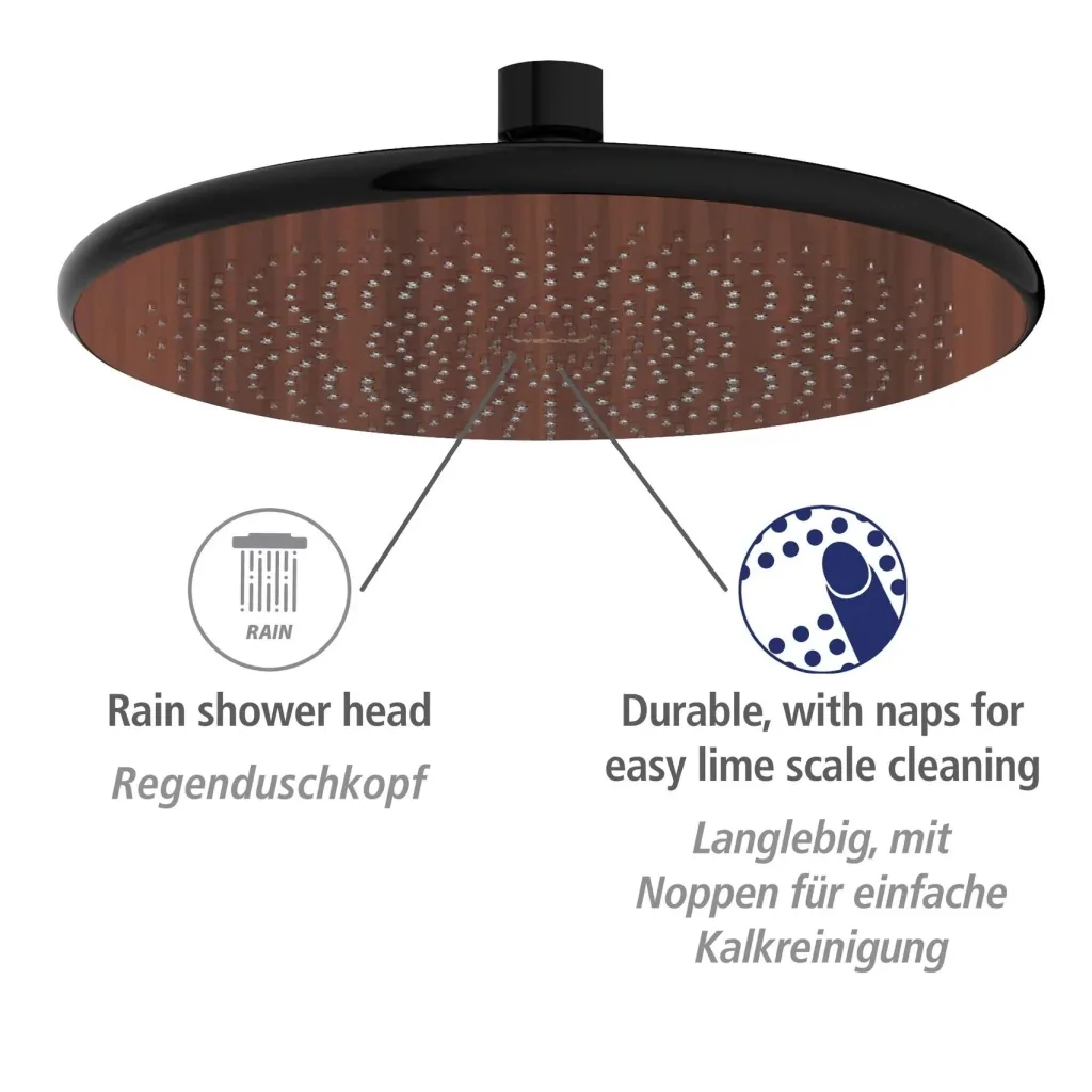 Watersaving rain shower head Watersaving Wood, Ø 22.5 cm