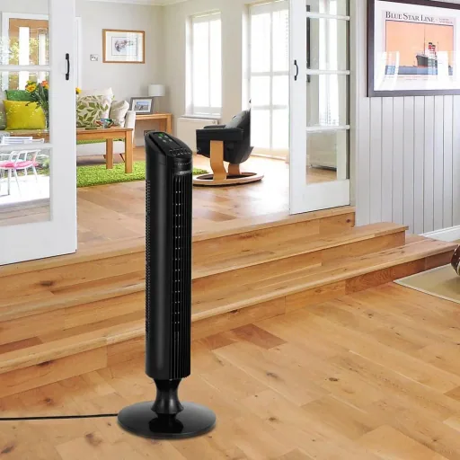 Tower fan with remote control, Turbofuncite & Aromabox black