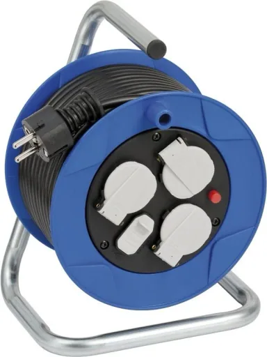 3-way cable reel with USB for indoor use, 15m