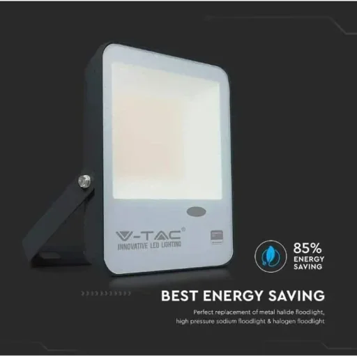 VT-57S LED floodlight with day/night sensor - 50 W - 5000 Lm - 3000K - black