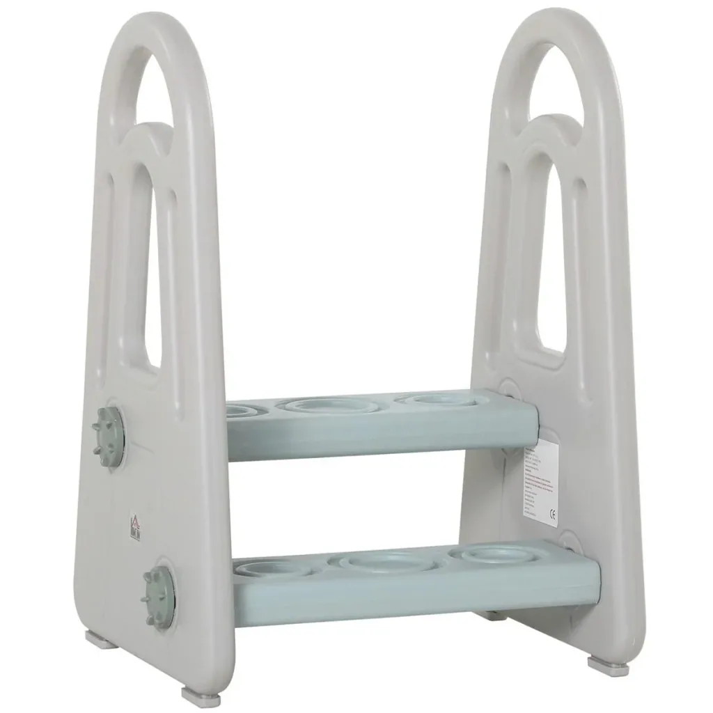 Learning tower step stool stool standing with 2 steps pyramid structure safety bathroom bedroom kitchen blue+grey for 2