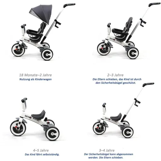 4 in 1 children's tricycle with sun canopy
