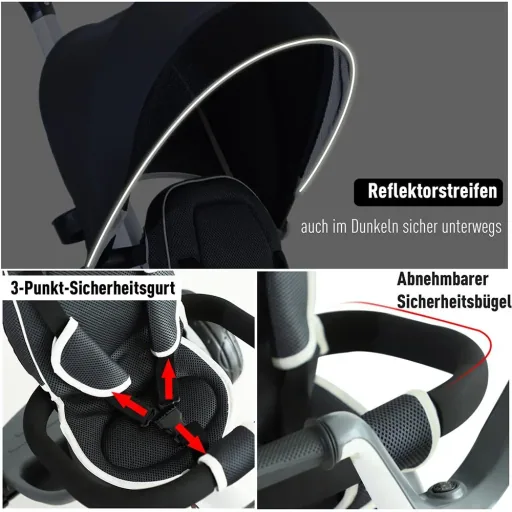 4 in 1 children's tricycle with sun canopy