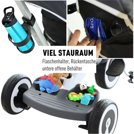 4 in 1 children's tricycle with sun canopy