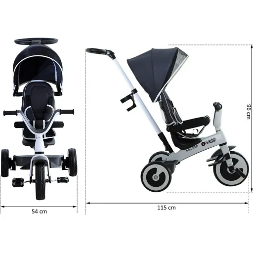 4 in 1 children's tricycle with sun canopy