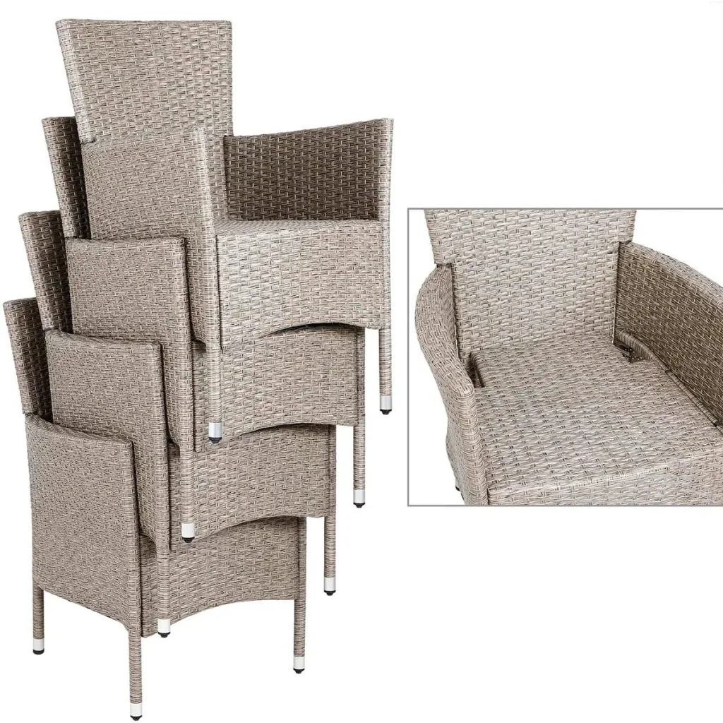Garden set 13-piece stackable polyrattan chair set Bali beige