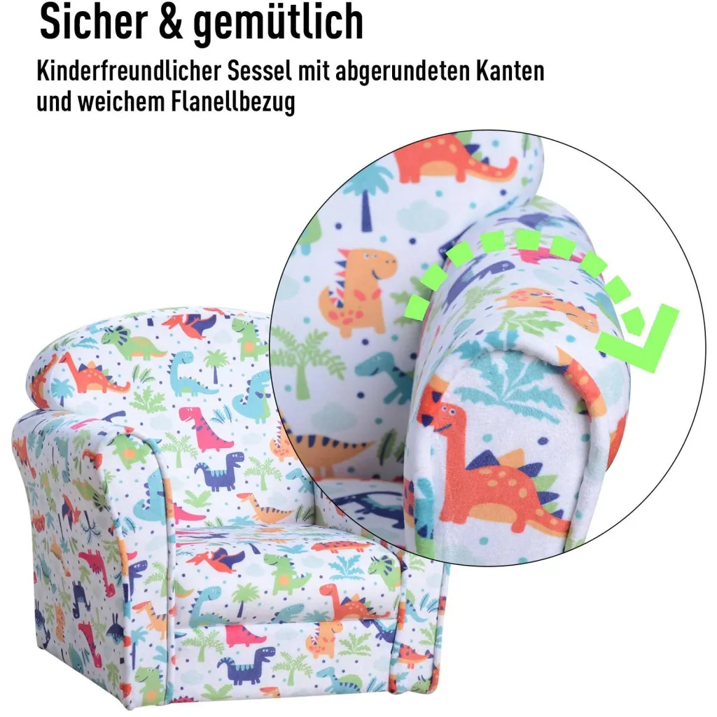 Children's armchair, mini armchair, children's sofa, fabric armchair, upholstered armchair for children, children's furniture, dinosaurs in the jungle, 3-9 years