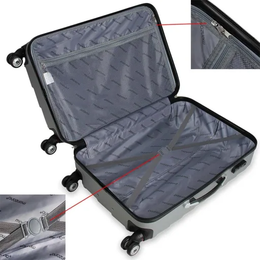 Hard-shell suitcase set 3 pieces silver M/L/XL