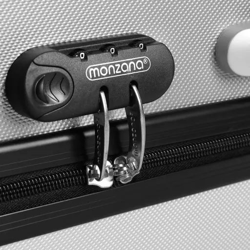 Hard-shell suitcase set 3 pieces silver M/L/XL