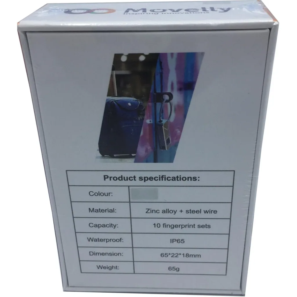 Movelly fingerprint padlock matt black