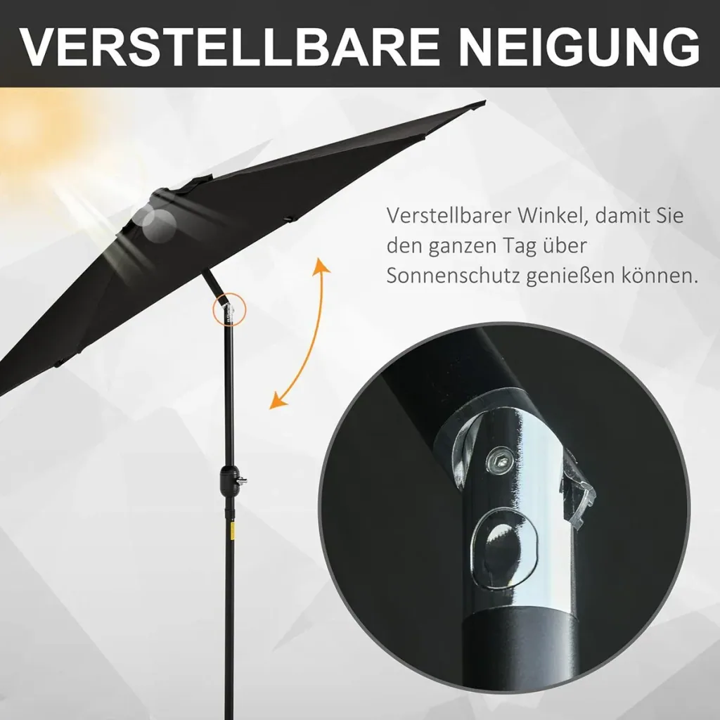 Parasol with hand crank black