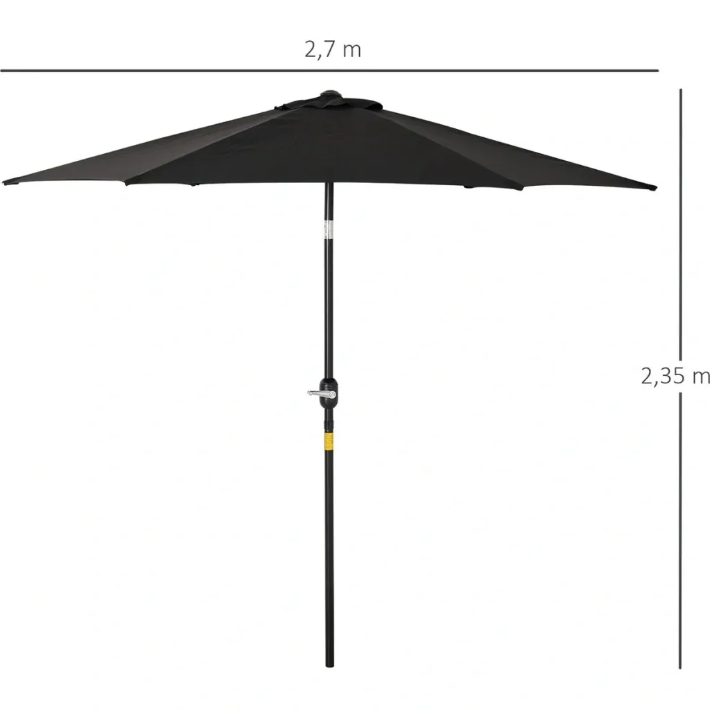 Parasol with hand crank black