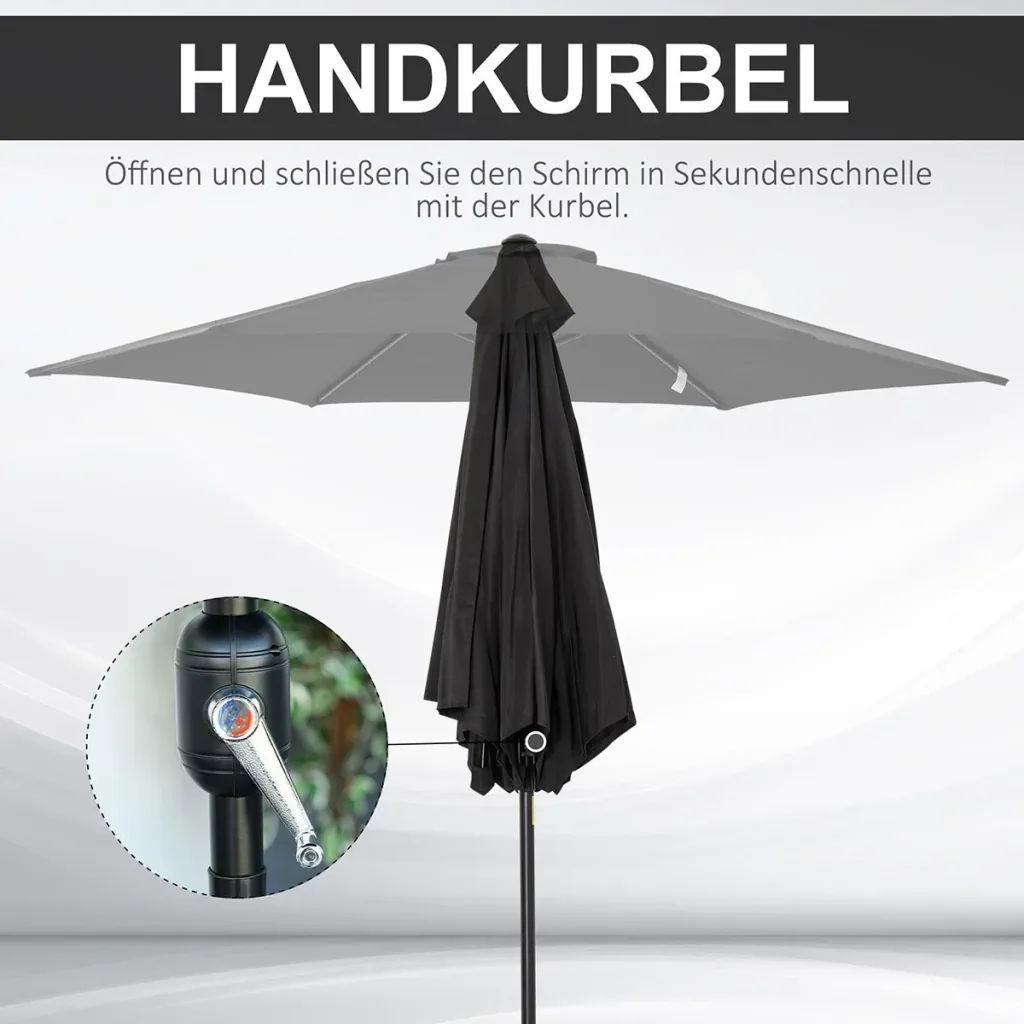 Parasol with hand crank black