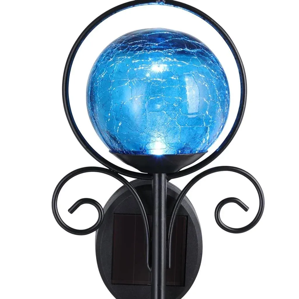 Solar-powered lighting with rain gauge blue