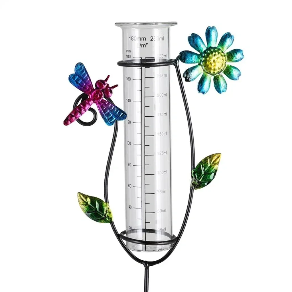 Solar-powered lighting with rain gauge blue