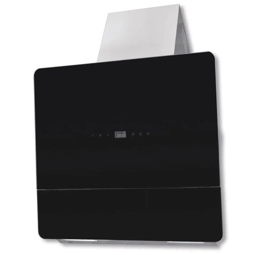 Extractor hood with screen 600 mm tempered glass black