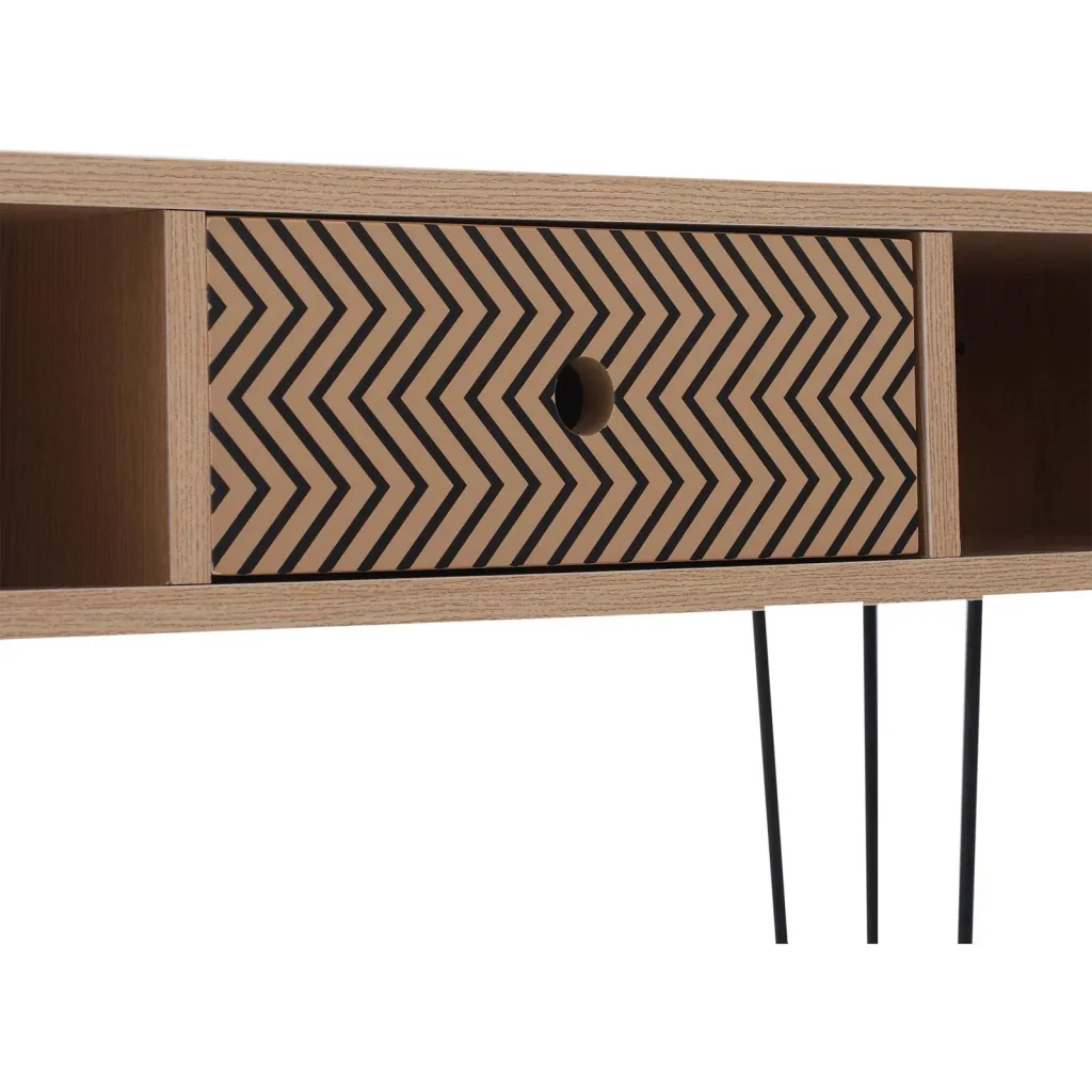 Desk PC table office table work table computer table with zigzag pattern natural 100 x 34.5 x 74.5 cm
