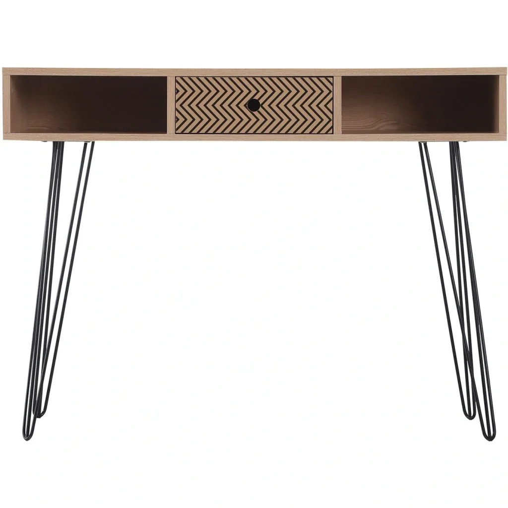 Desk PC table office table work table computer table with zigzag pattern natural 100 x 34.5 x 74.5 cm