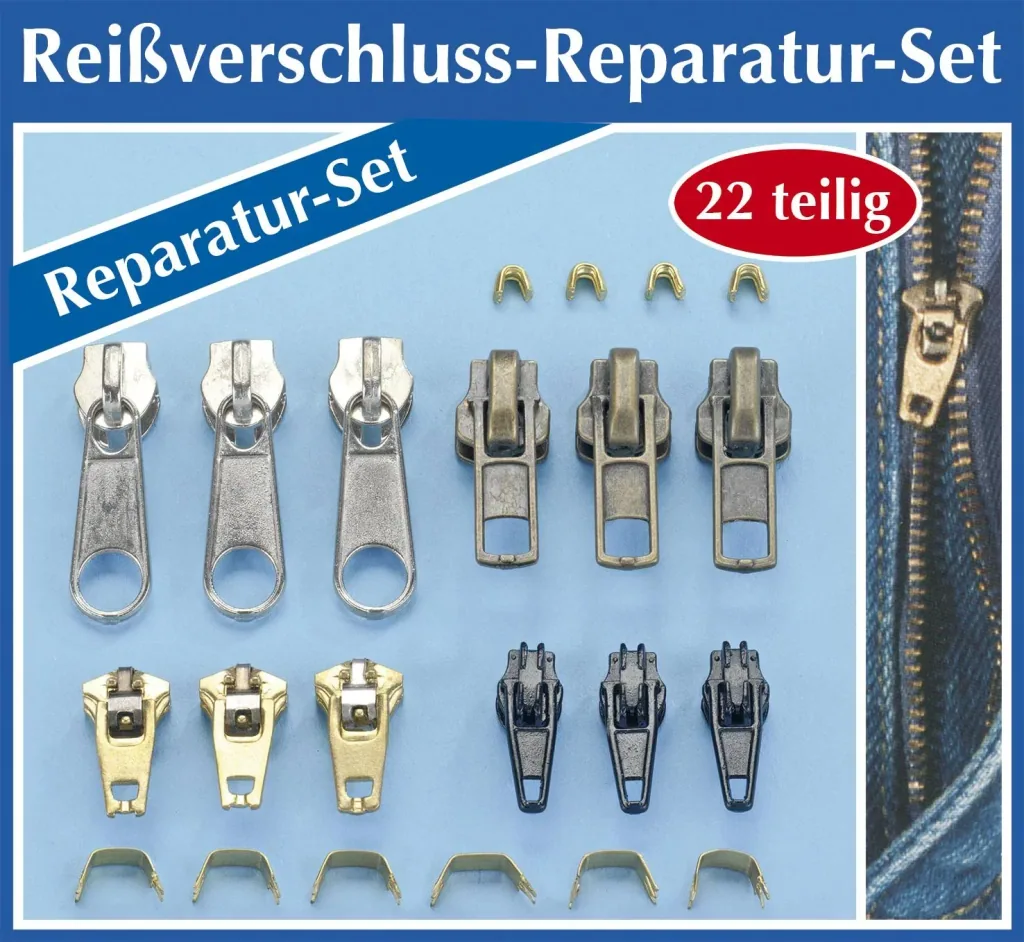 Zipper repair kit, 22 pieces