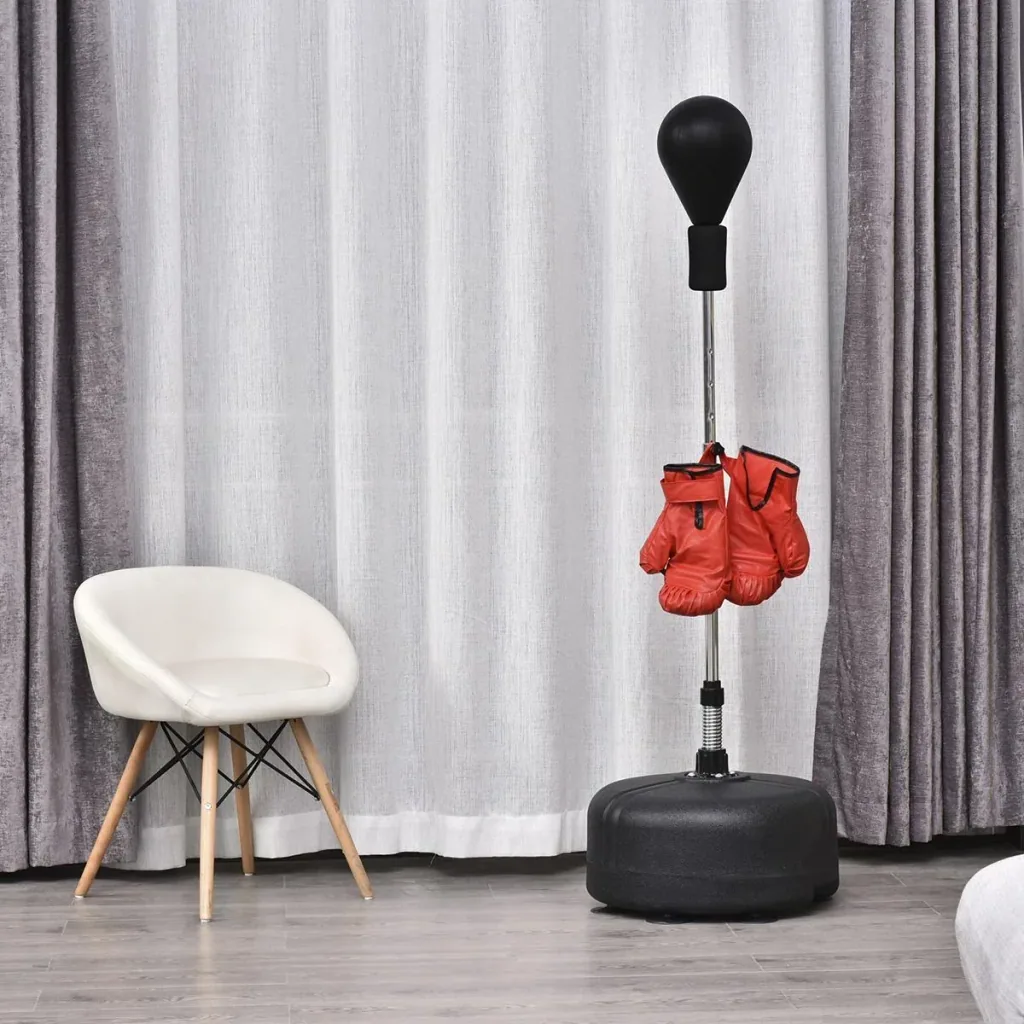 Punching ball set with boxing gloves black/red