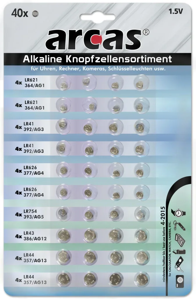 Alkaline button cell assortment - 40 pieces