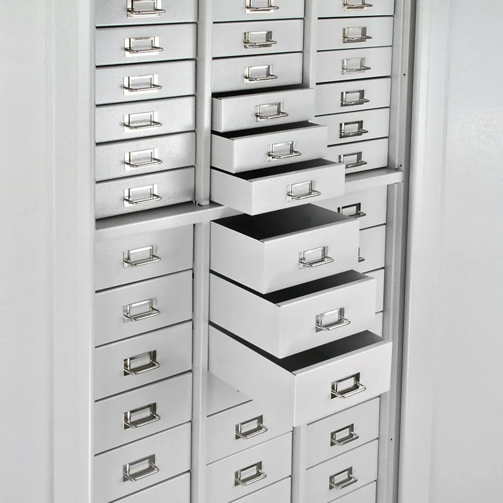Drawer cabinet, tool material cabinet, 60 compartments