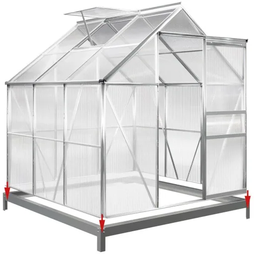 Aluminum greenhouse 5.85 m³ with skylight, gutter and foundation