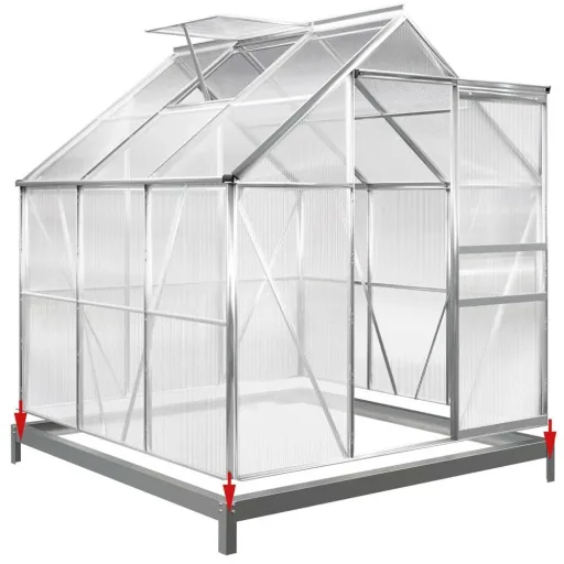 Aluminum greenhouse 5.85 m³ with skylight, gutter and foundation