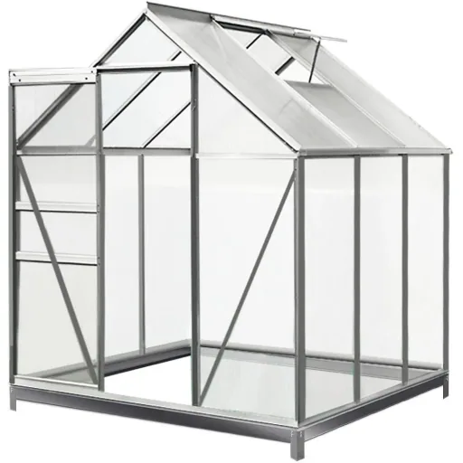 Aluminum greenhouse 5.85 m³ with skylight, gutter and foundation