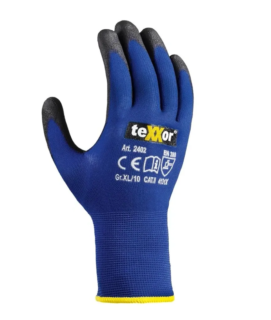 Nylon knitted glove TOUCH blue/black size 10