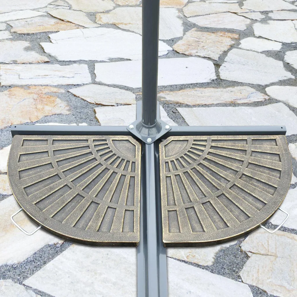 2 pcs, parasol stand plate umbrella stand umbrella stand semi-circular removable handle with resin bronze 30 kg