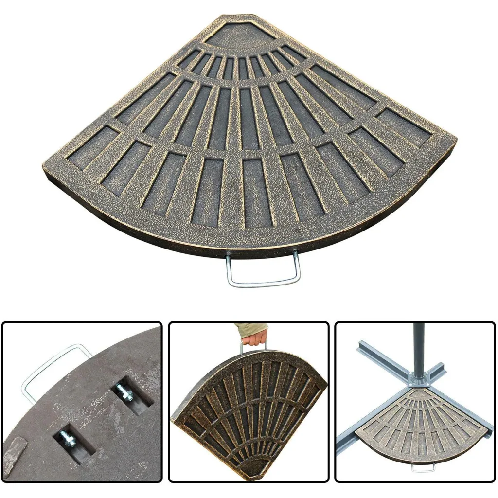2 pcs, parasol stand plate umbrella stand umbrella stand semi-circular removable handle with resin bronze 30 kg