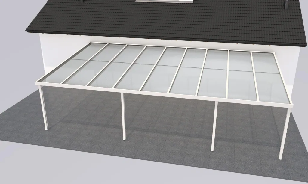 Patio roof Premium, white, 9135 x 5060 mm - Polycarbonate multi-wall sheets 16 mm, clear