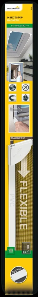 Fly screen for roof windows with magnetic frame, white, 80 x 140 cm