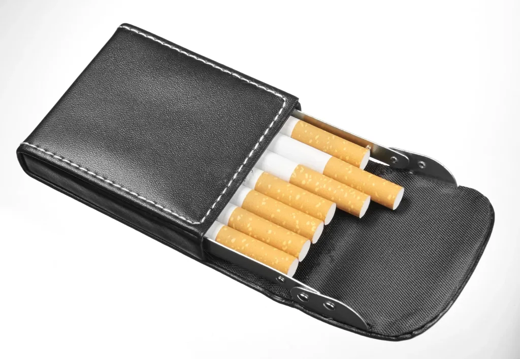 Check business cards and cigarette case