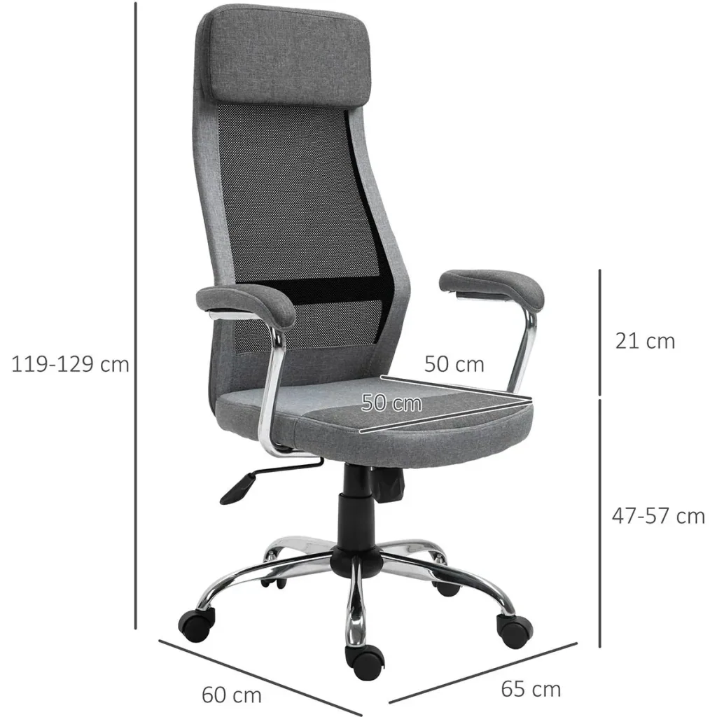 Ergon office chair with high backrest, light grey, black