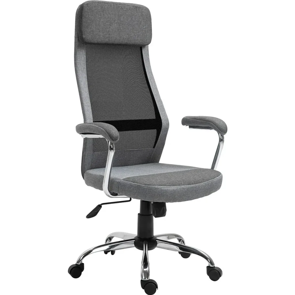 Ergon office chair with high backrest, light grey, black
