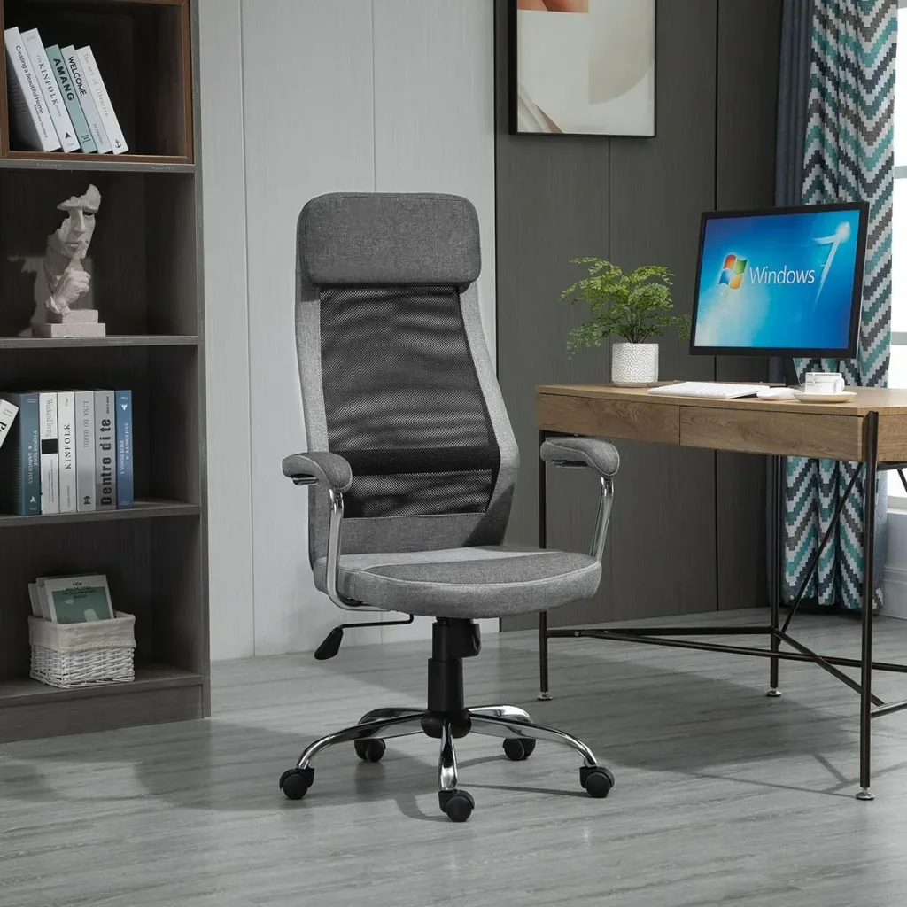 Ergon office chair with high backrest, light grey, black