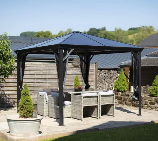 Paviljoen Verona 1010 298,3×298,3×261 cm Antraciet – Hardtop met 6 mm polycarbonaat dak