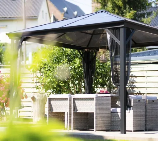 Paviljoen Verona 1010 298,3×298,3×261 cm Antraciet – Hardtop met 6 mm polycarbonaat dak