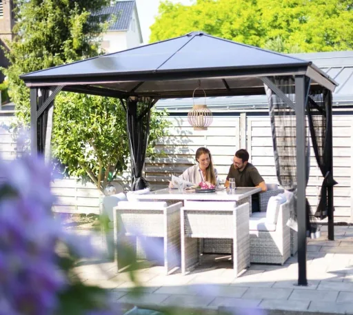 Paviljoen Verona 1010 298,3×298,3×261 cm Antraciet – Hardtop met 6 mm polycarbonaat dak