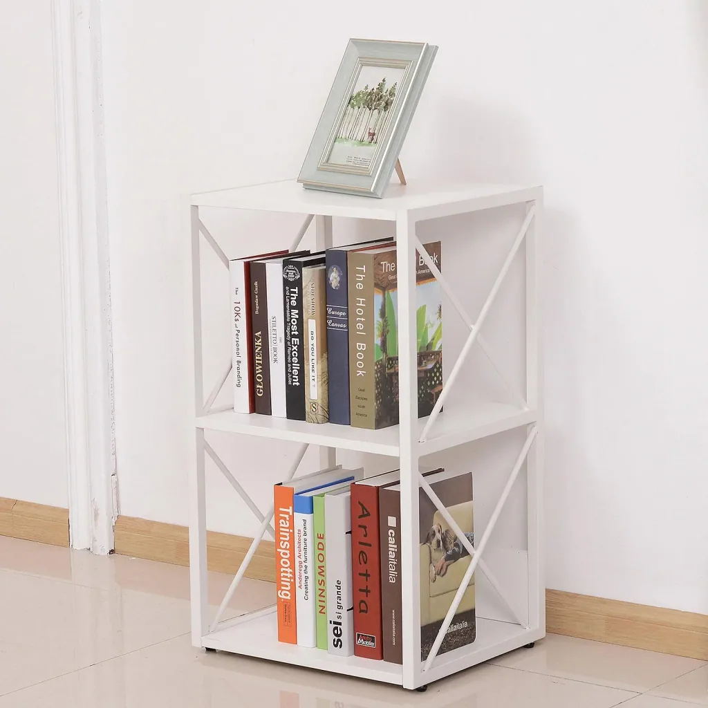 Standing shelf bookcase storage shelf metal white 40 x 35 x 72.5 cm