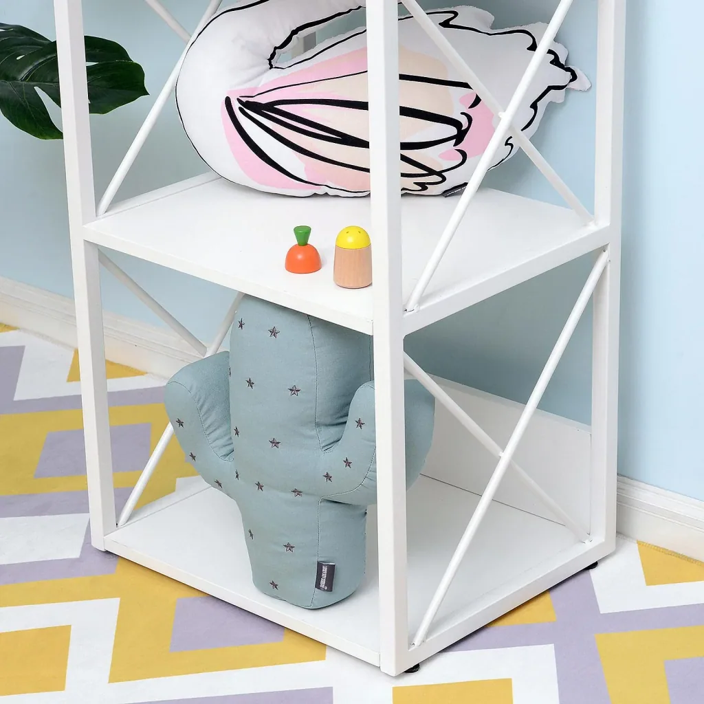 Standing shelf bookcase storage shelf metal white 40 x 35 x 72.5 cm