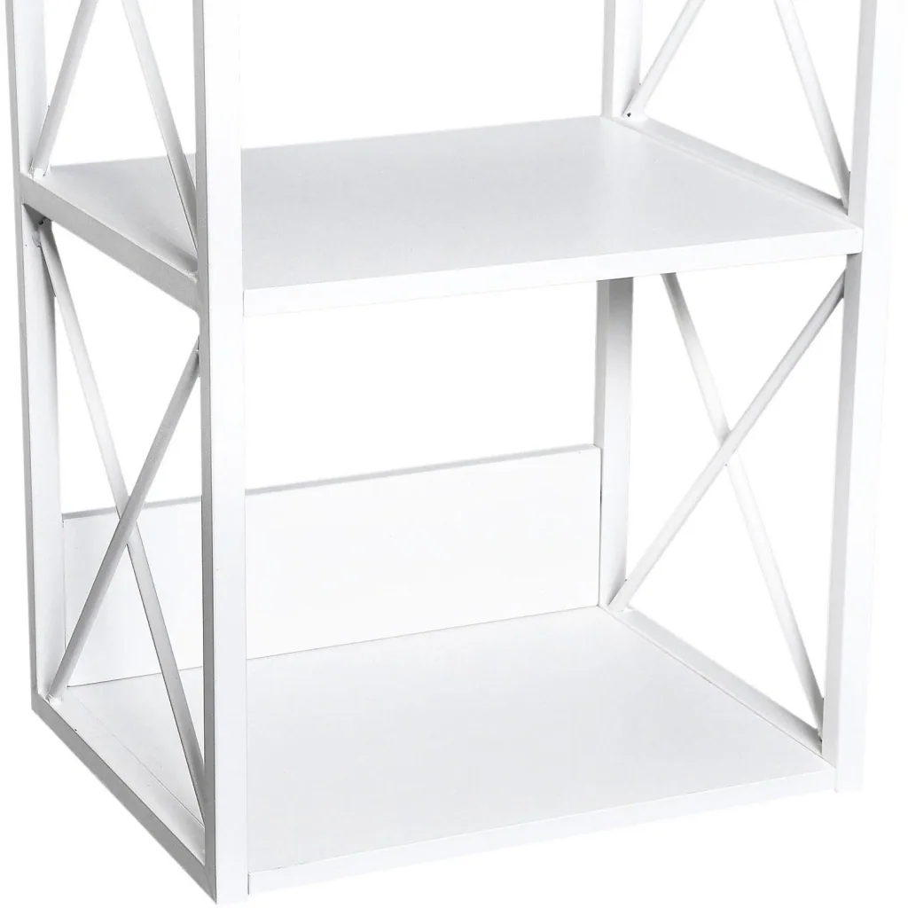 Standing shelf bookcase storage shelf metal white 40 x 35 x 72.5 cm