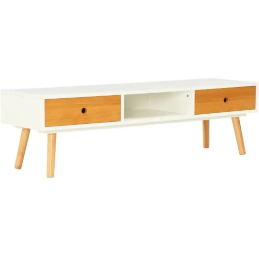 TV cabinet 120x35x35 cm solid pine white