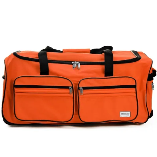Large travel bag with trolley function 85L orange - padlock