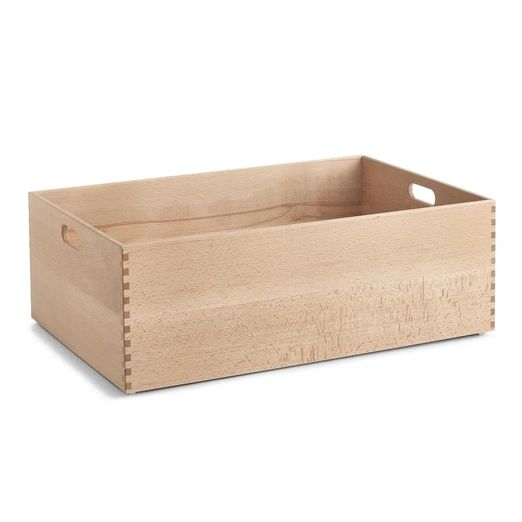 All-purpose box, varnished beech, 60 x 40 x 21 cm