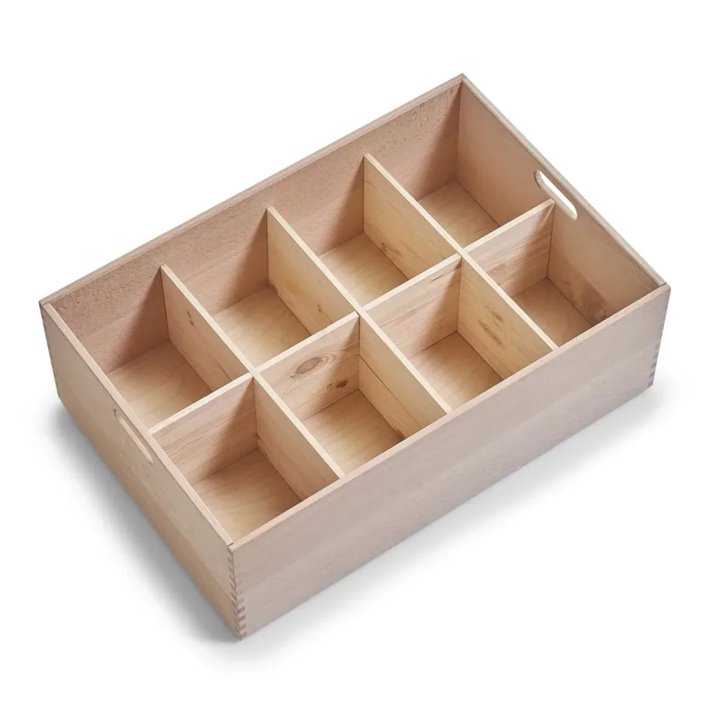All-purpose box, varnished beech, 60 x 40 x 21 cm