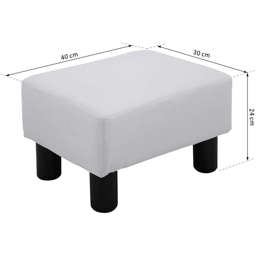 Footstool seat stool bench Chesterfield made of artificial leather white